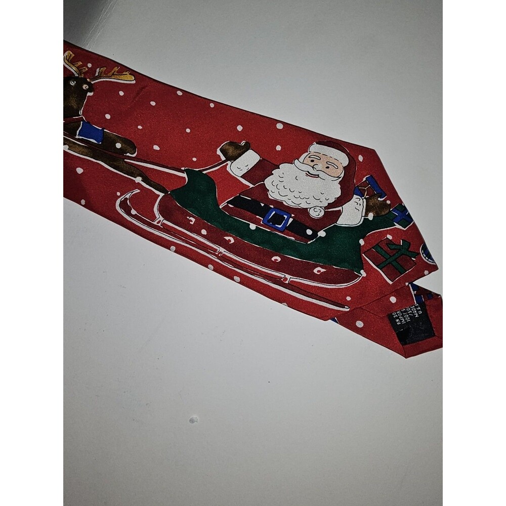 TIE Christmas Save the Children Santa's Reindeer Silk Neck Tie 57"L x 4"W